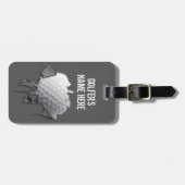 引き裂かれたゴルフボパーソナライズされたール ラゲッジタグ (正面横)