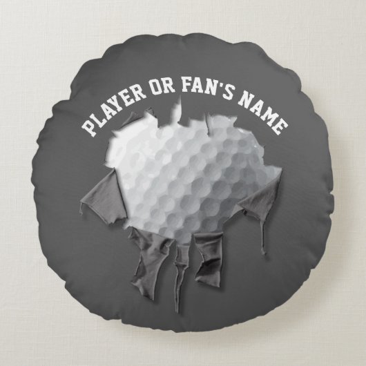 引き裂かれたゴルフボールの丸い枕 ラウンドクッション (正面)