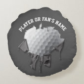 引き裂かれたゴルフボールの丸い枕 ラウンドクッション (裏面)