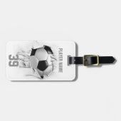 引き裂かれたサッカー(白い名前入り) ラゲッジタグ (正面横)