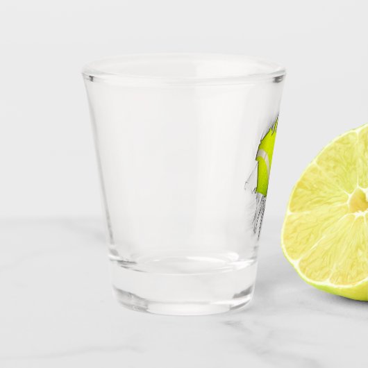 引き裂かれたテニスショットグラス ショットグラス (左)