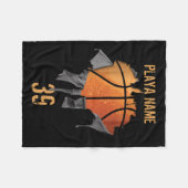 引き裂かれたバスケットボール フリースブランケット (正面(横))