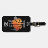 引き裂かれたバスケットボール ラゲッジタグ (正面横)