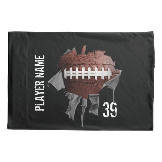 引き裂かれたフットボールのパーソナライズで暗い枕カバー 枕カバー (裏面)