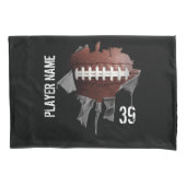 引き裂かれたフットボールのパーソナライズで暗い枕カバー 枕カバー (正面)