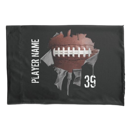 引き裂かれたフットボールのパーソナライズで暗い枕カバー 枕カバー (正面)