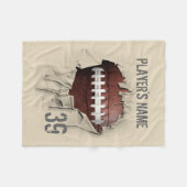 引き裂かれたフットボールのパーソナライズで白いフリースブランケット フリースブランケット (正面(横))