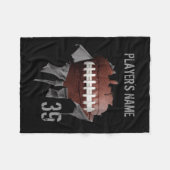 引き裂かれたフットボールのパーソナライズで黒いフリースブランケット フリースブランケット (正面(横))