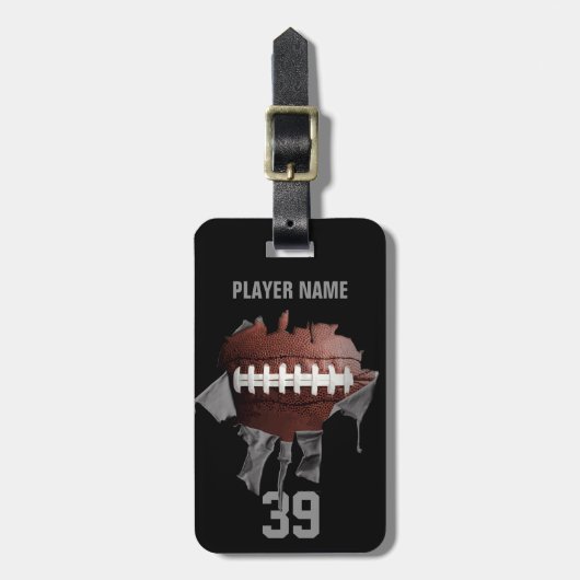 引き裂かれたフットボール(名前入りな) ラゲッジタグ (正面縦)