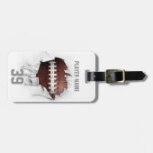 引き裂かれたフットボール(白い名前入り) ラゲッジタグ (正面横)