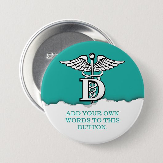 引き裂かれたペーパー歯科医の記号のSeagreenカスタム 缶バッジ (正面&裏面)