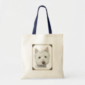 引き裂かれたペーパー端を持つWestieかわいい犬は設計します トートバッグ (正面)