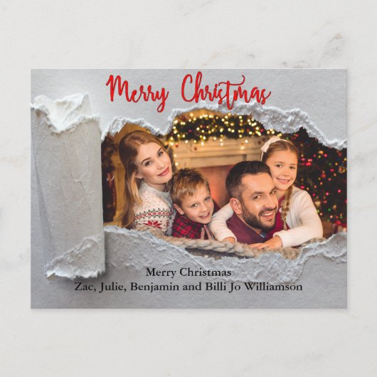 引き裂かれた明らかに陽気なクリスマスの写真 シーズンポストカード (正面)
