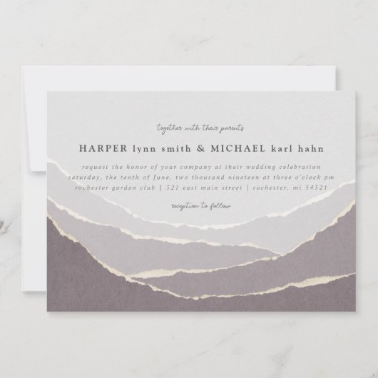 引き裂かれた紙山脈結婚式招待状 招待状 (正面)