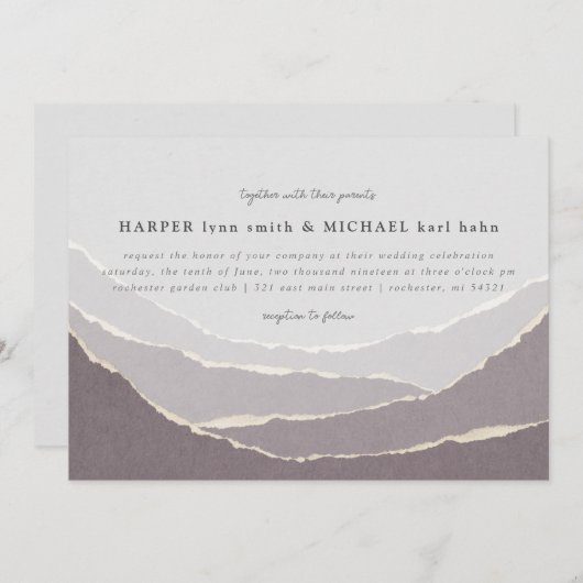 引き裂かれた紙山脈結婚式招待状 招待状 (正面/裏面)