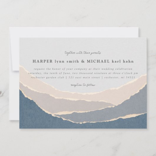 引き裂かれた紙山脈結婚式招待状 招待状 (正面)