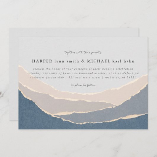 引き裂かれた紙山脈結婚式招待状 招待状 (正面/裏面)