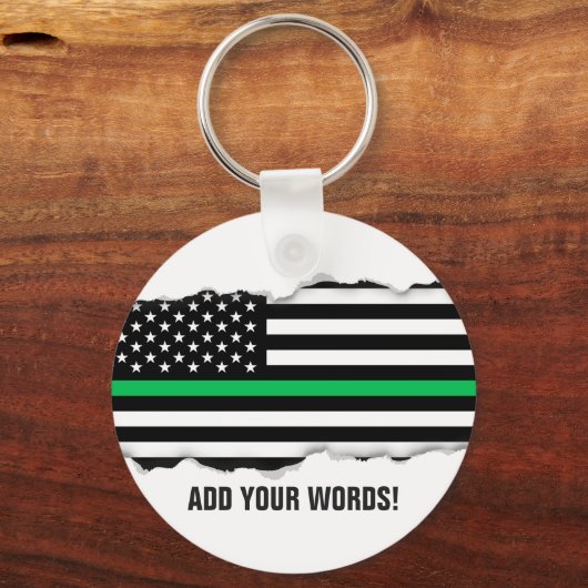 引き裂かれた薄い緑の線のフラグ |カスタム文字 キーホルダー (正面)