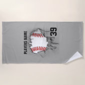 引き裂かれた野球 ビーチタオル (正面)