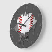 引き裂かれた野球 ラージ壁時計 (傾斜)