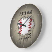 引き裂かれた野球 ラージ壁時計 (傾斜)