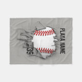 引き裂かれた野球(名前入りな) フリースブランケット (正面(横))