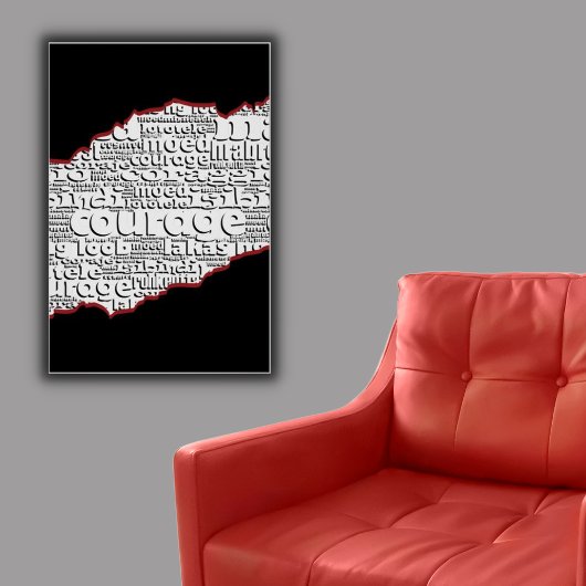 引き裂かれた黒と白の勇気レッドライン ポスター