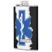 引き裂かれたEMTの救急医療隊員の記号の名前をカスタムする フラスク (左)