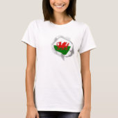 引き裂かれるウェールズの本来の性格ウェールズのプライドの旗 Tシャツ (正面)