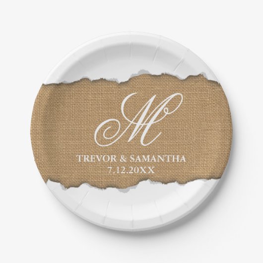 引き裂かれるユニークバーラップパターン結婚式を見ます ペーパープレート (正面)