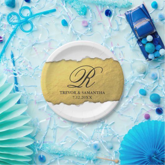 引き裂かれるユニークフェイクな金ゴールドホイルのドイツ体を見ます ペーパープレート (パーティー)