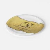 引き裂かれるユニークフェイクな金ゴールドホイルのドイツ体を見ます ペーパープレート (アングル)