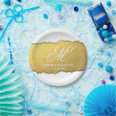 引き裂かれるユニークフェイクな金ゴールドホイルの結婚式を見ます ペーパープレート (パーティー)