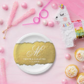 引き裂かれるユニークフェイクな金ゴールドホイルの結婚式を見ます ペーパープレート (パーティー)