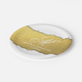 引き裂かれるユニークフェイクな金ゴールドホイルの結婚式を見ます ペーパープレート (アングル)