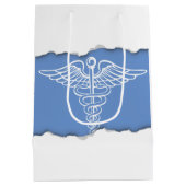 引き裂かれる医学のケリュケイオンの記号を見て下さい ミディアムペーパーバッグ (裏面)