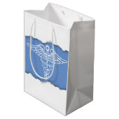 引き裂かれる医学のケリュケイオンの記号を見て下さい ミディアムペーパーバッグ (裏面アングル)