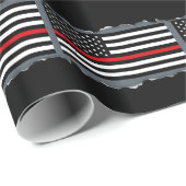 引き裂かれる愛国心が強い消防士の旗は石板を見ます ラッピングペーパー (ロールコーナー)