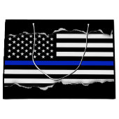 引き裂かれる薄いブルーライン米国旗の黒を見て下さい ラージペーパーバッグ