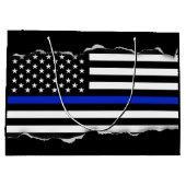 引き裂かれる薄いブルーライン米国旗の黒を見て下さい ラージペーパーバッグ