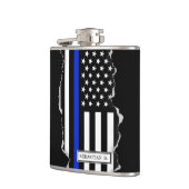 引き裂かれる薄いブルーライン米国旗は見ます フラスク (左)