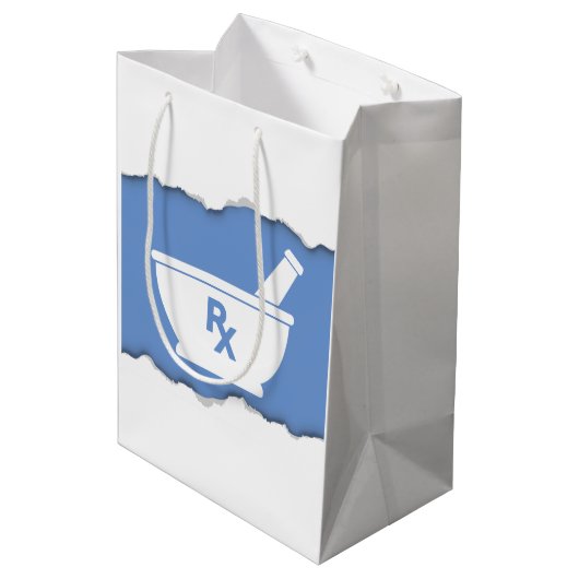 引き裂かれる薬学の乳鉢および乳棒の記号は見ます ミディアムペーパーバッグ (裏面アングル)