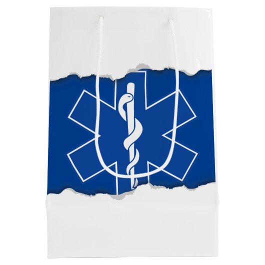 引き裂かれるEMSの救急医療隊員の記号を見て下さい ミディアムペーパーバッグ (裏面)