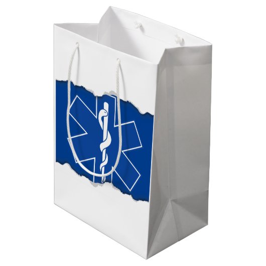 引き裂かれるEMSの救急医療隊員の記号を見て下さい ミディアムペーパーバッグ (裏面アングル)