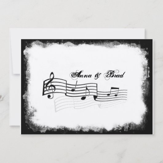 引き裂かれファンキーた紙ブラックミュージック結婚式招待状 招待状 (裏面)