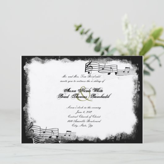 引き裂かれファンキーた紙ブラックミュージック結婚式招待状 招待状 (スタンド正面)