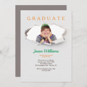 引き裂き縁写真卒業招待状 招待状 (正面/裏面)