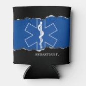 引き裂きEMT救急医療隊員記号名前をカスタムする 缶クーラー (正面)