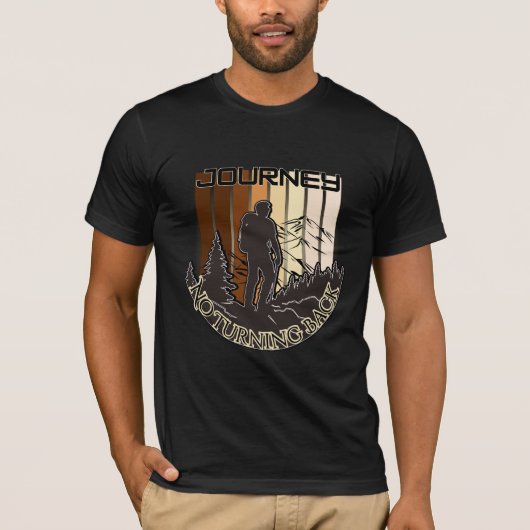 引き返さない旅のハイキングTシャツ | アドベンチャー Tシャツ (正面)