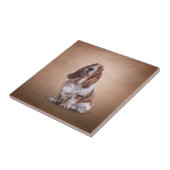 引くおもしろいなバセットハウンド犬 タイル (側面)